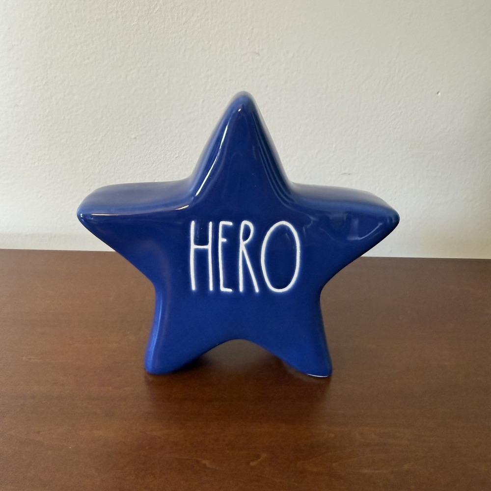 Rae Dunn Blue "Hero" Star Decor Artisan Patriotic First Responder Nurse Gift 5"
